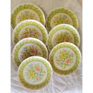 Allied Chemical Melamine Plate Set of 7 RARE HARD TO FIND PATTERN Floral...